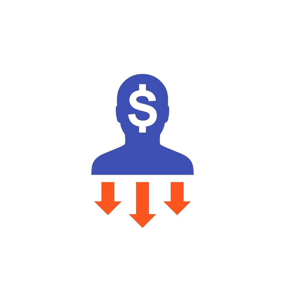 reduce labor cost icon, flat vector