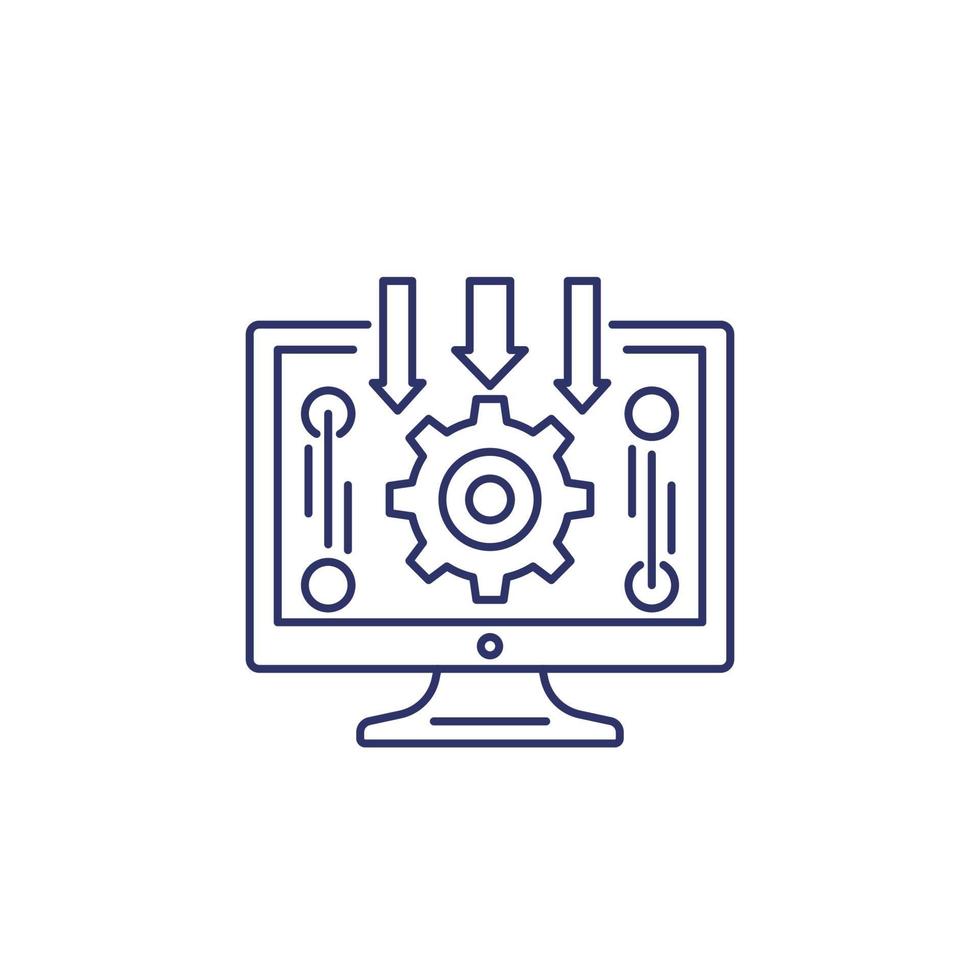 data processing line icon with computer 2152255 Vector Art at Vecteezy