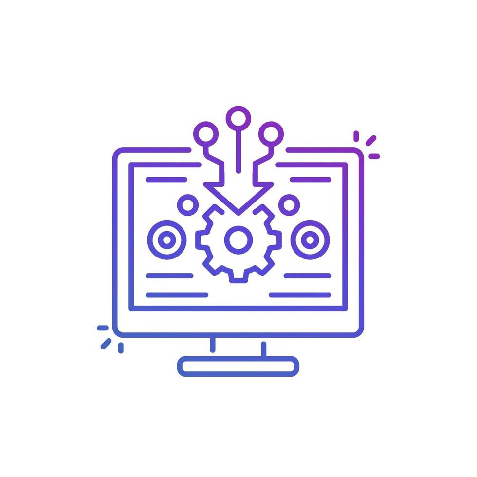 data processing line icon, vector