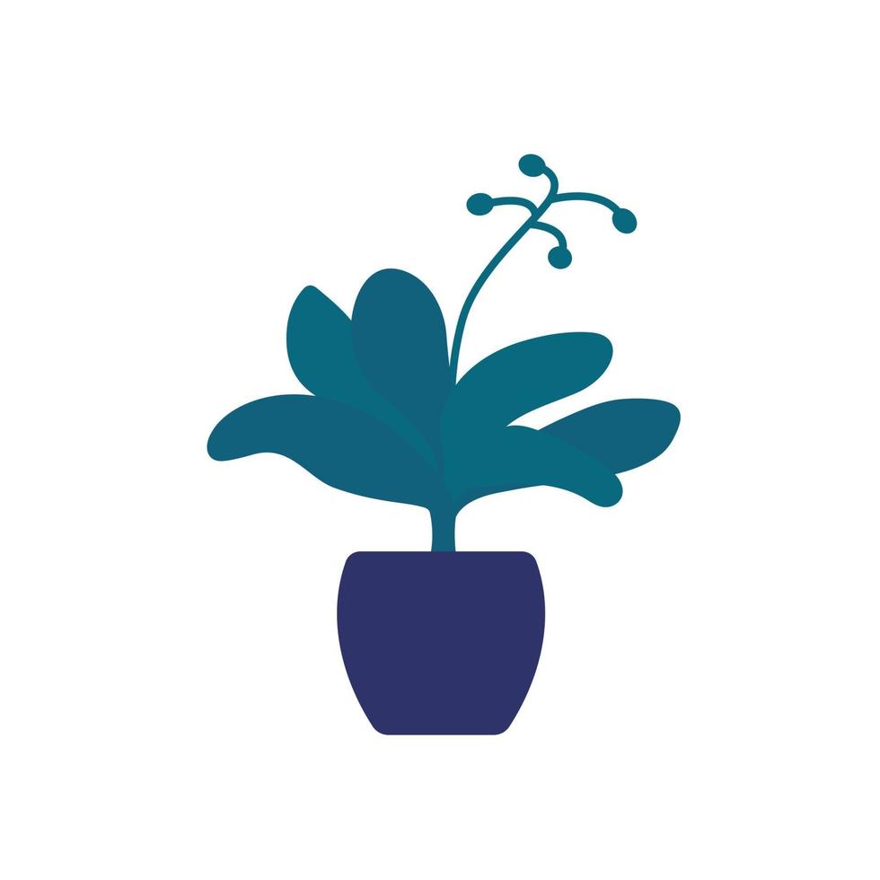 plant in pot on white, vector design