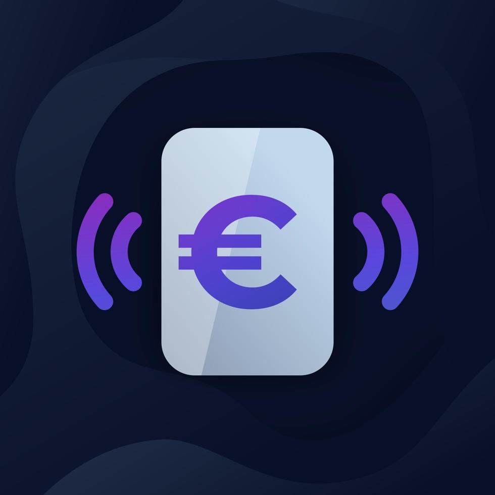 Contactless payment icon with euro card vector