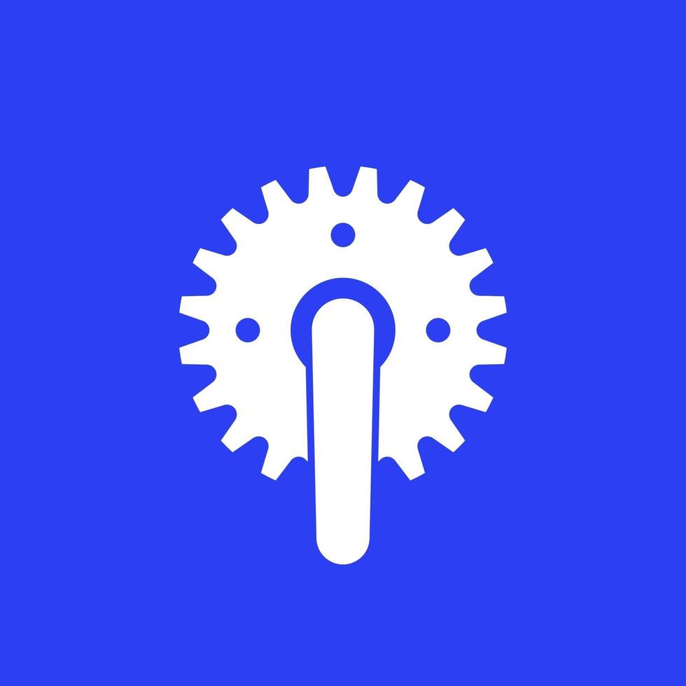 icono de manivela de bicicleta en azul vector