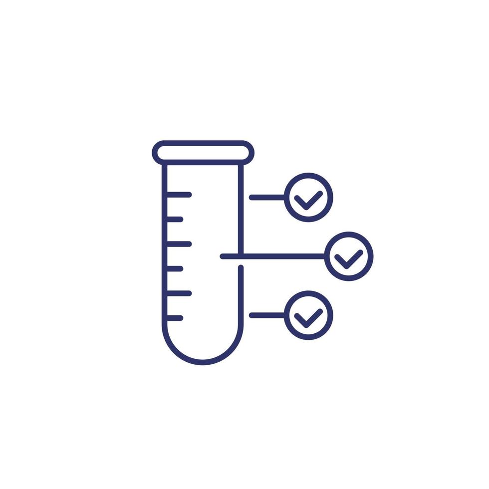 prueba de dopaje, icono de línea de análisis de laboratorio con tubo de ensayo vector