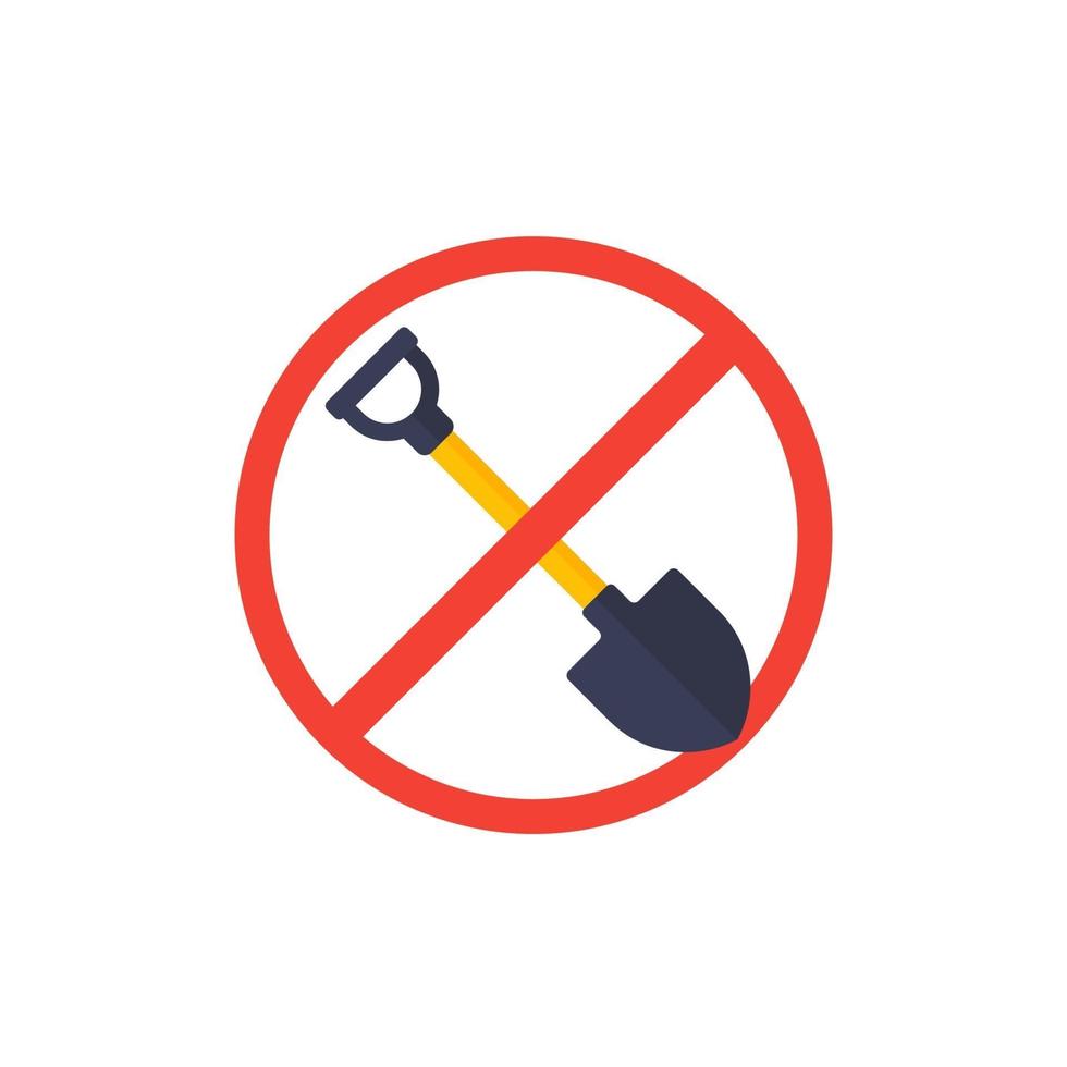 No digging, shovel vector icon