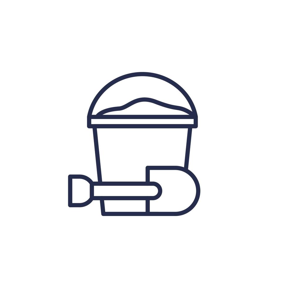 sand toys line icon, shovel and bucket vector