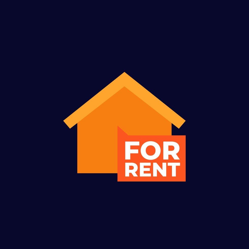 For rent icon with house, flat vector