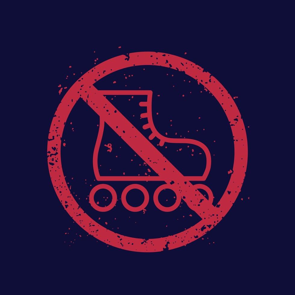 no roller skates sign with texture vector