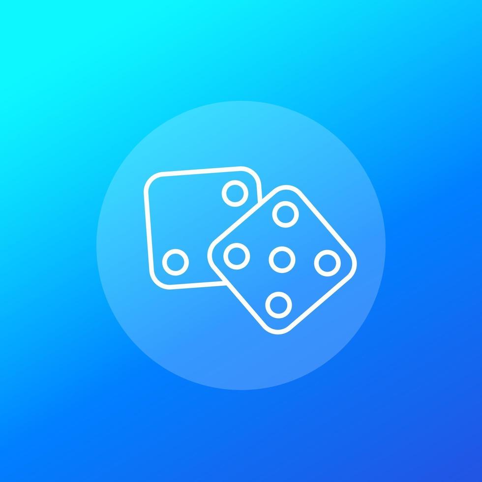 Dice line icon on blue vector