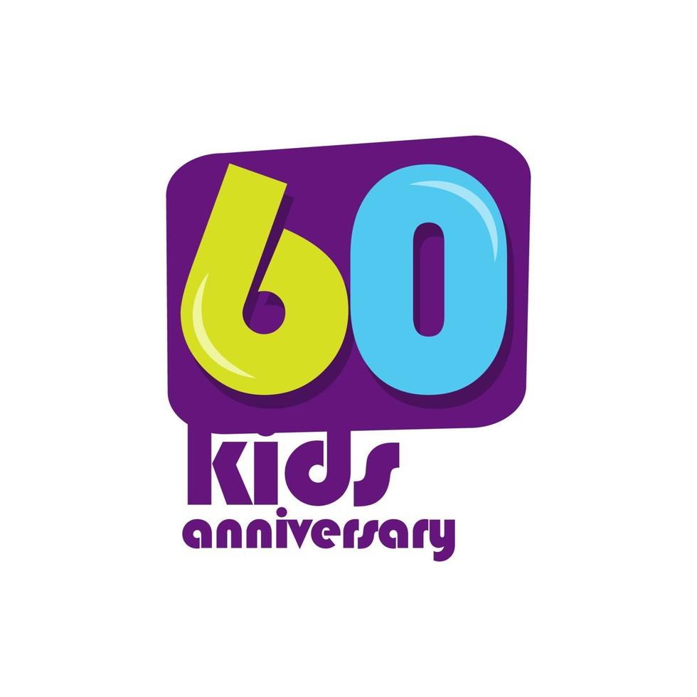 60 Years Kids Anniversary Vector Template Design Illustration