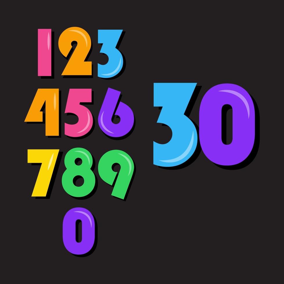 Kids Number Set Vector Template Design Illustration