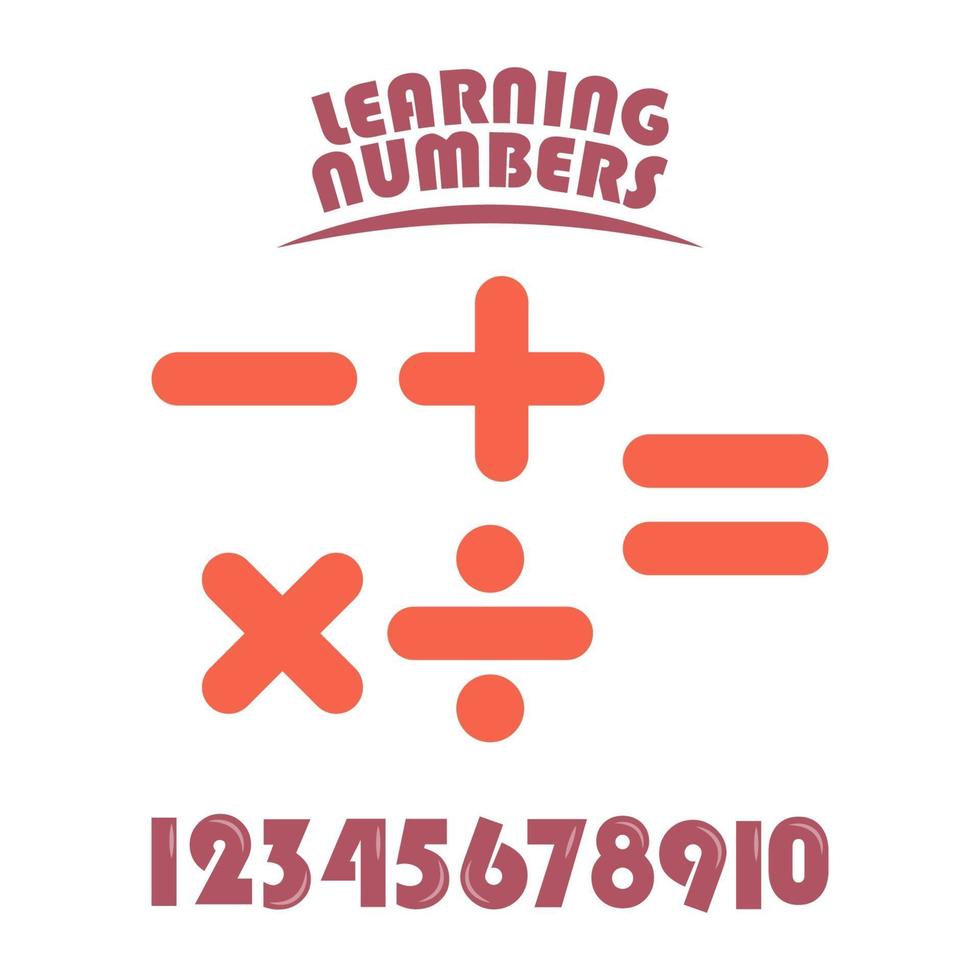 Learning Numbers Set for Kids Vector Template Design Illustration