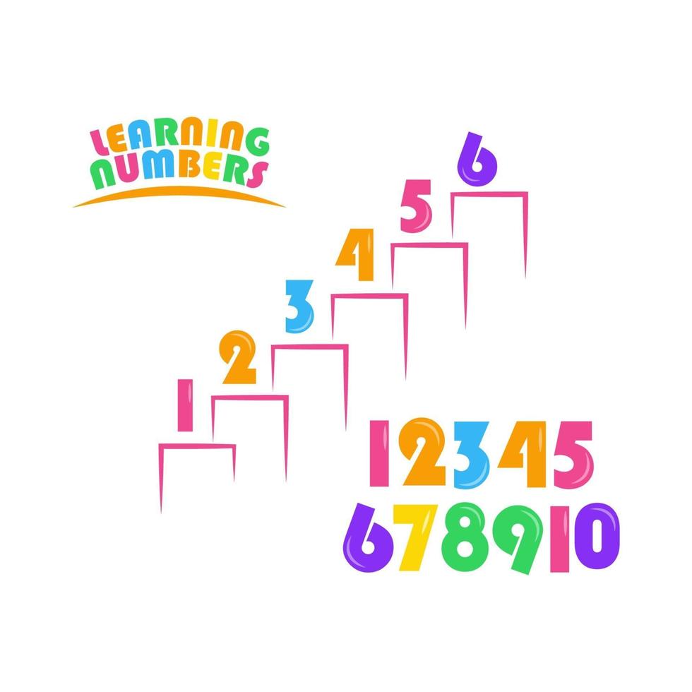 Learning Numbers Set for Kids Vector Template Design Illustration