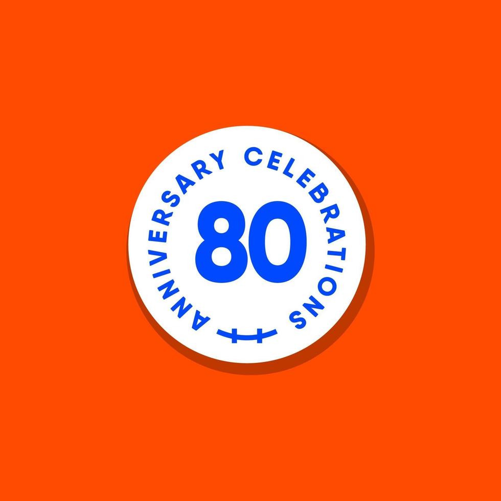 Ilustración de diseño de plantilla de vector de círculo vintage de celebración de aniversario de 80 años