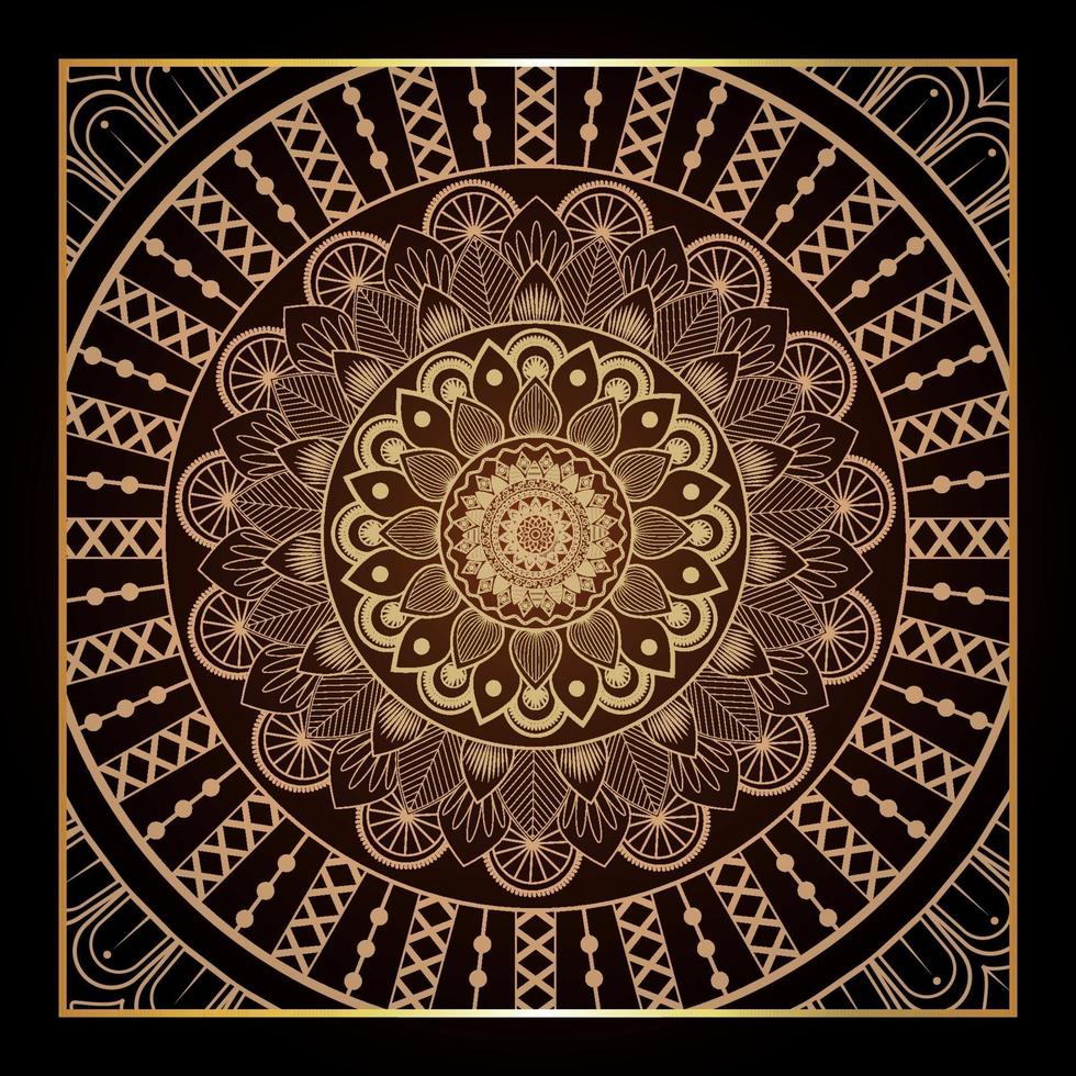Mandal background with golden mandala vector