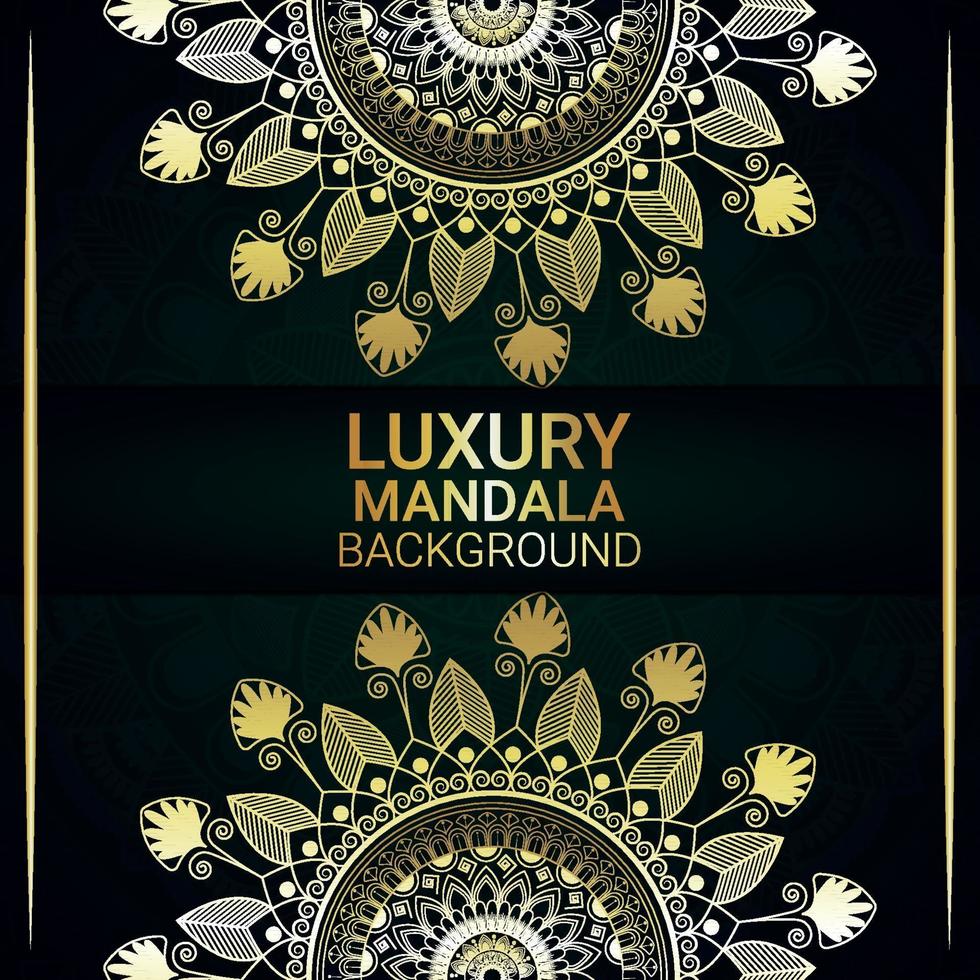 Golden mandala pattern with green background vector