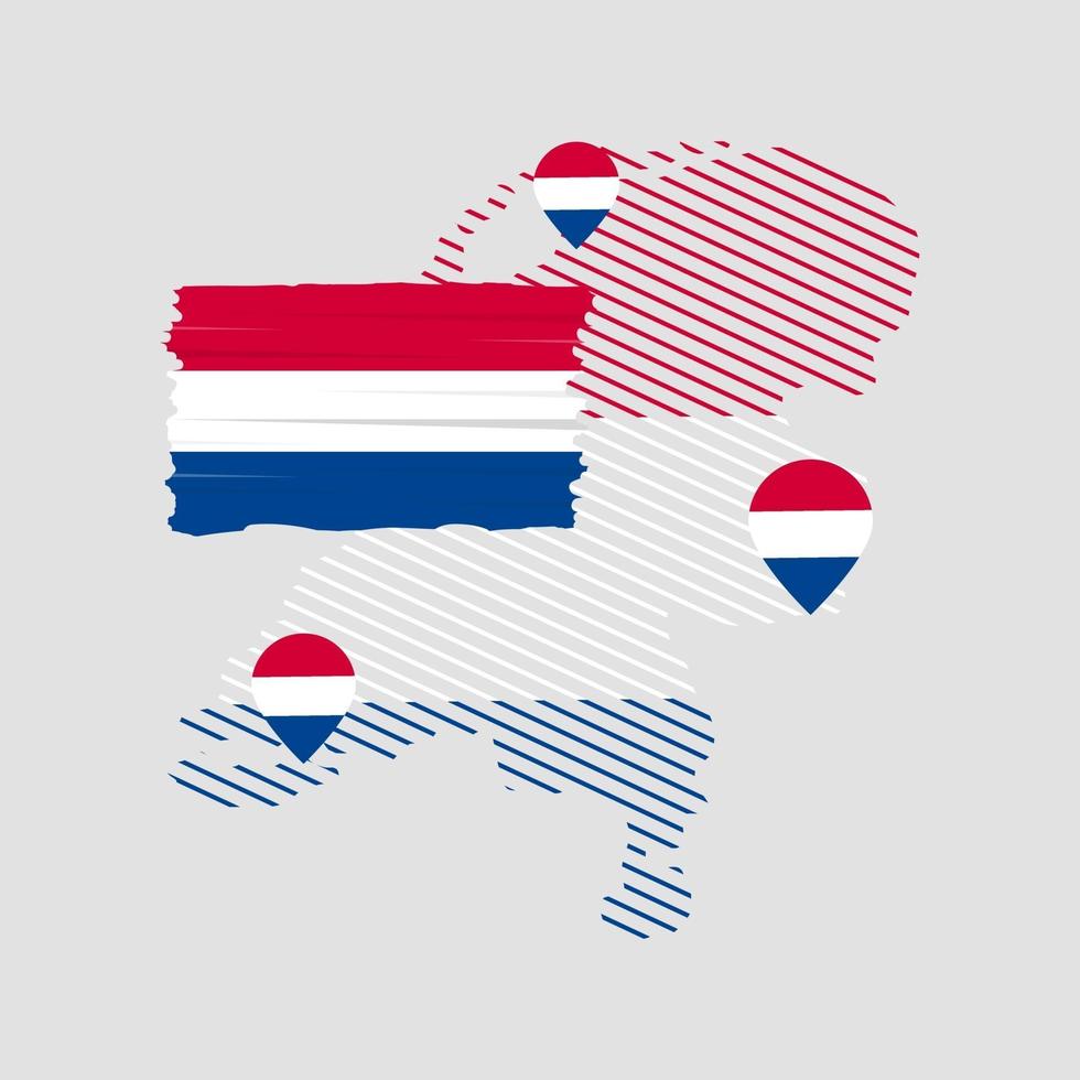 Netherlands flag with map location vector