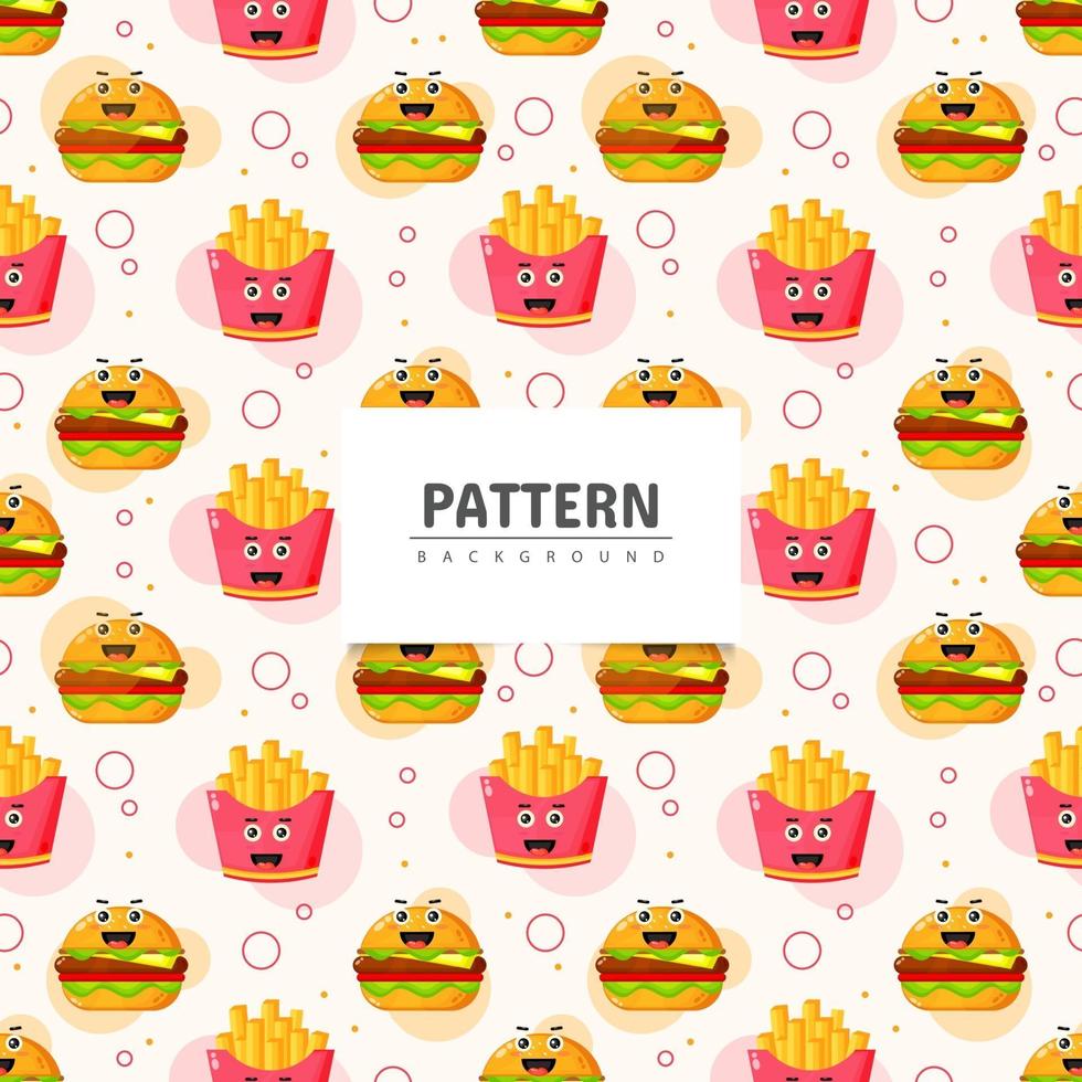 comida rápida con emoticonos de patrones sin fisuras vector