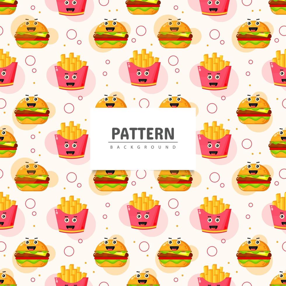 Fast food with emoticon seamless pattern vector