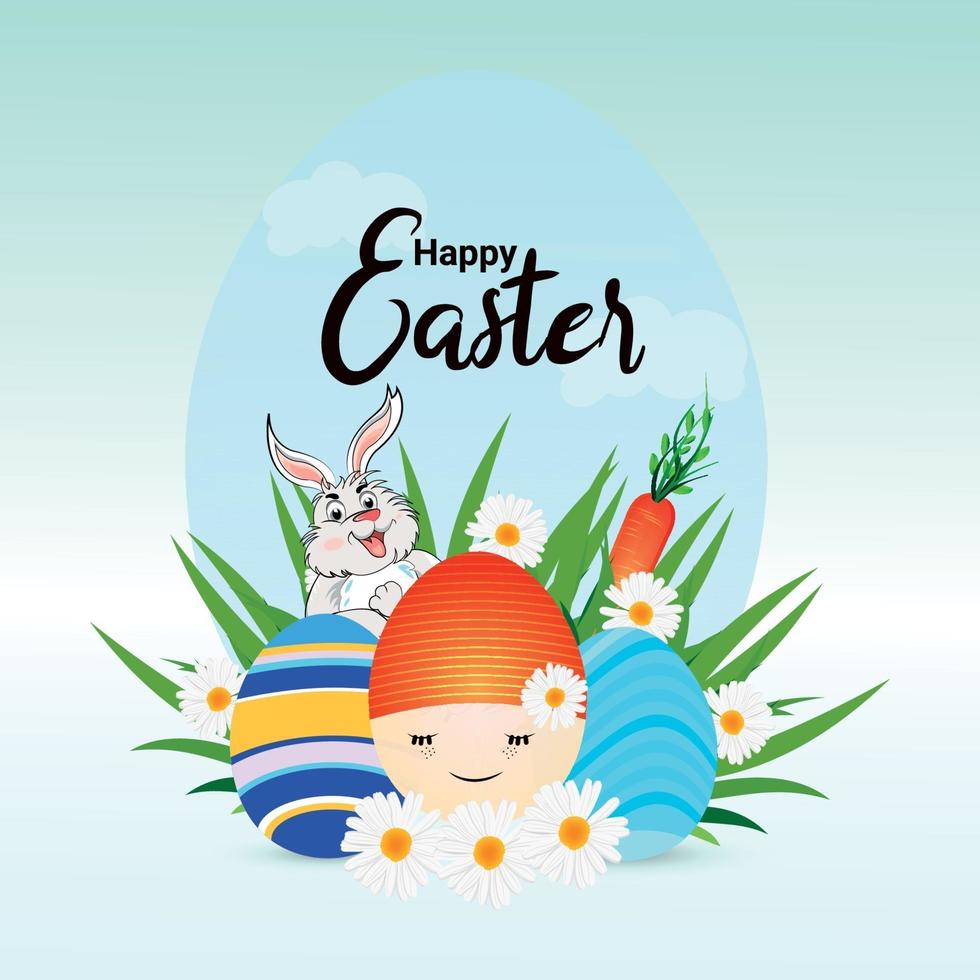 Realistic happy easter day design concept vector