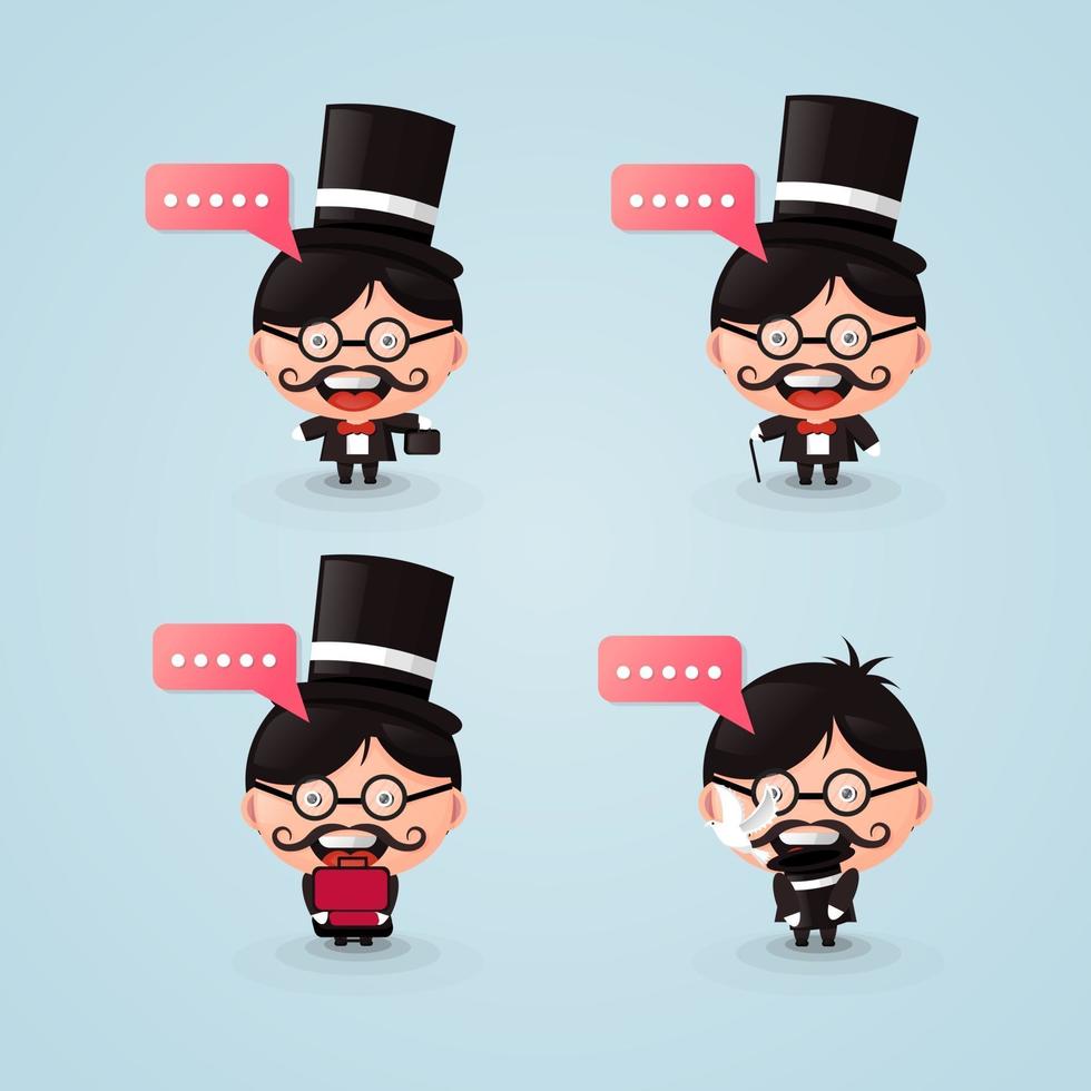 set of cartoon mascot magicians vector