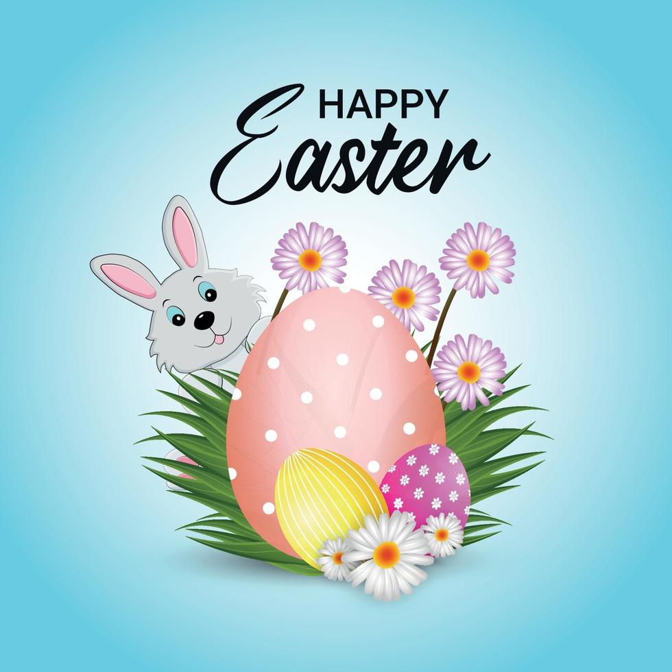 Happy easter greeting card and background vector