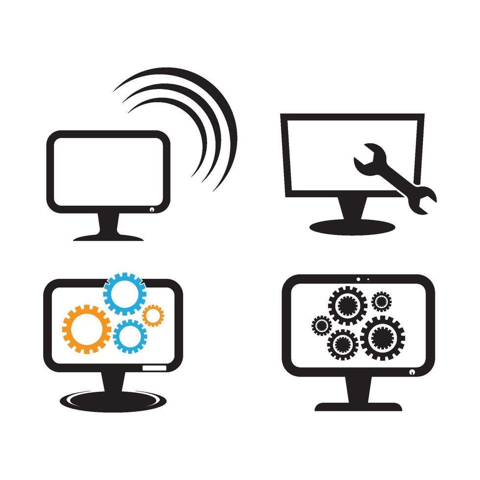 Monitor computer service logo images illustration vector
