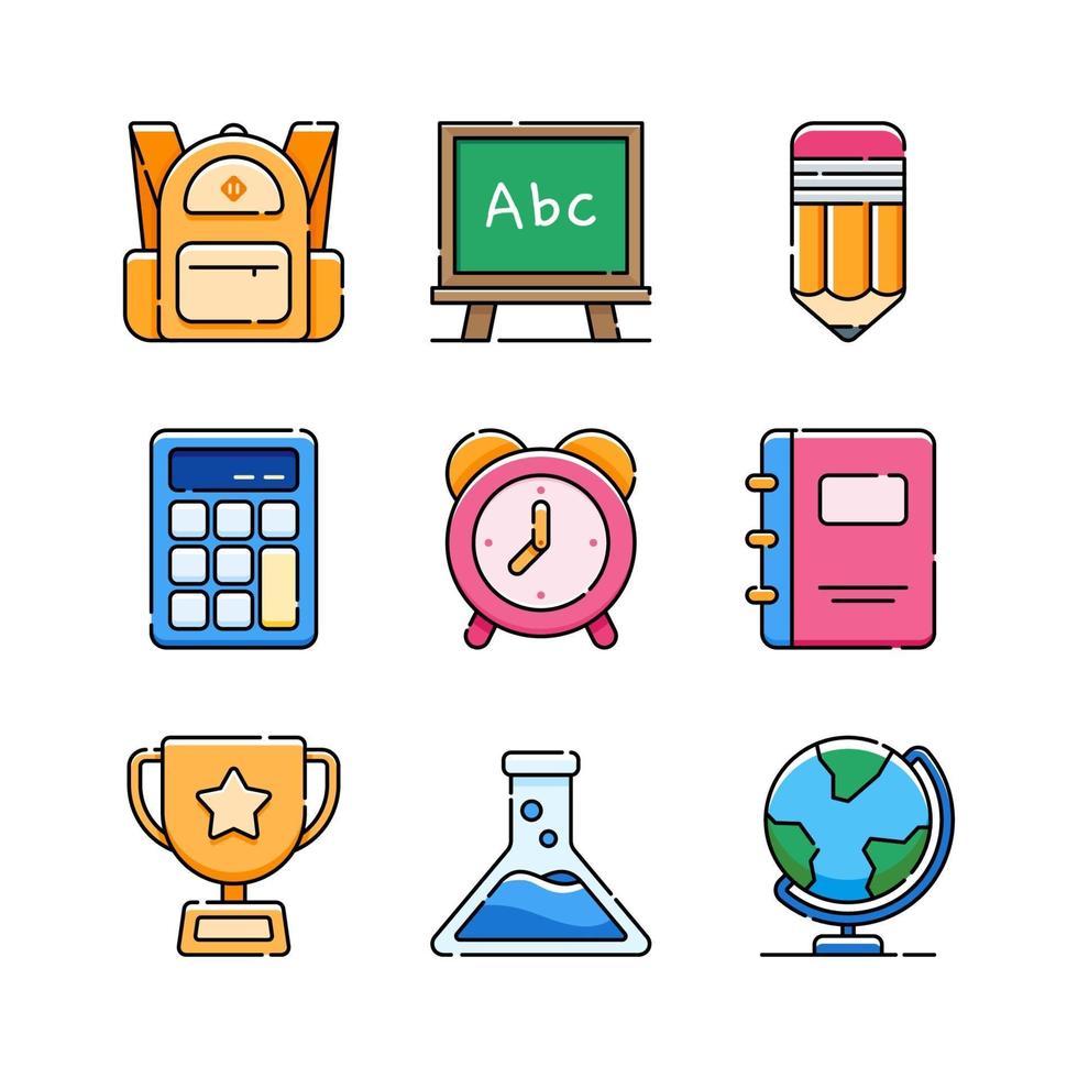 School Icon Set in Flat Design vector