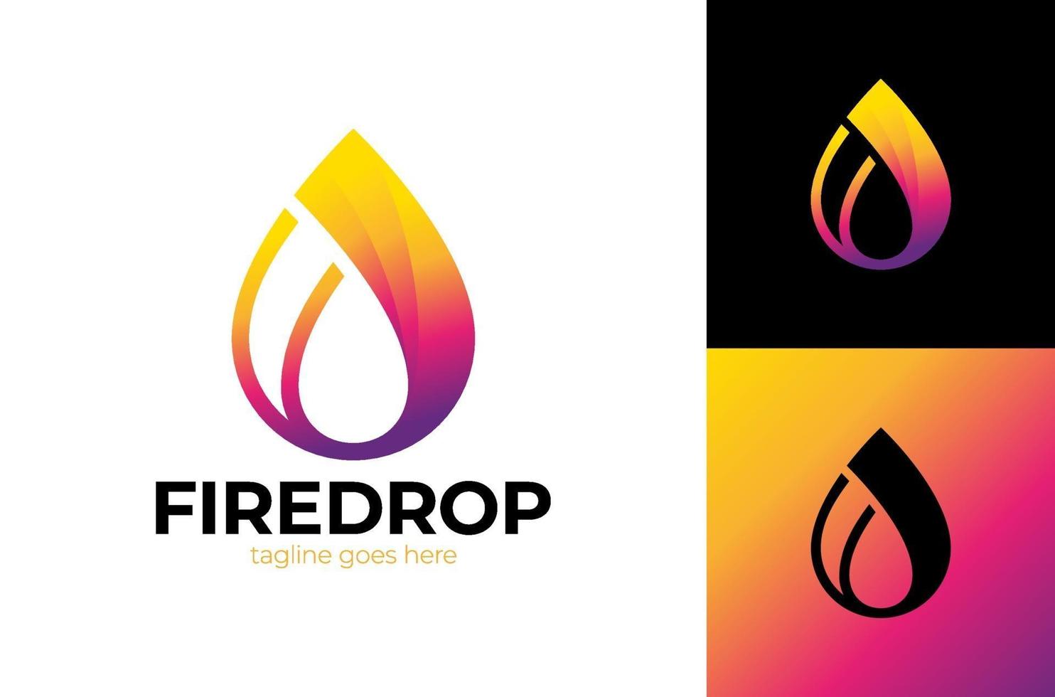 Vector business emblem Drop water flame icon. Flame and drop liquid fuel energy logotype concept