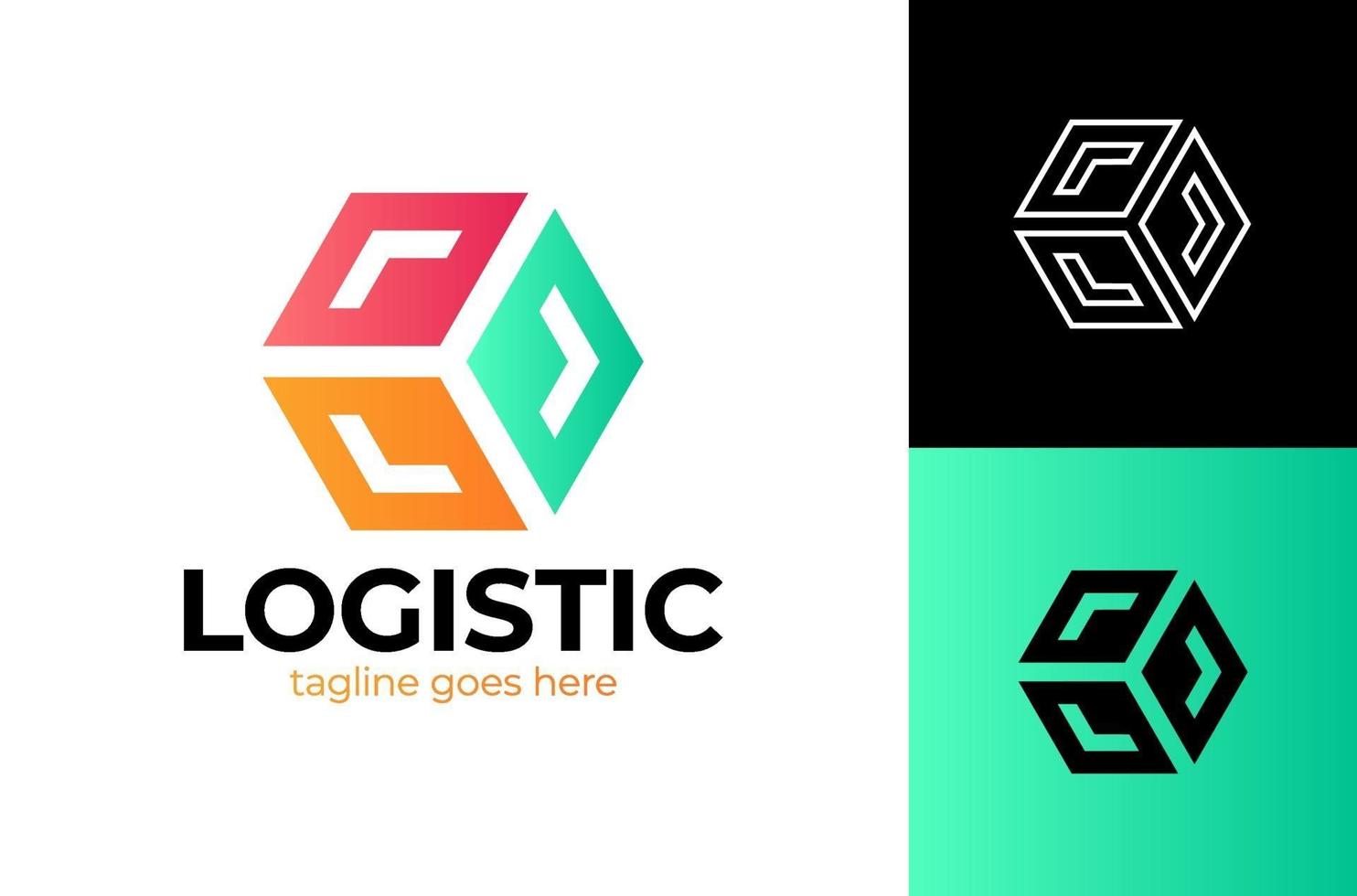 Delivery Box with Arrow Logo. Fast Box Logo Vector. Speed Moving Box Logotype. Delivery and logistic logo design concept. vector