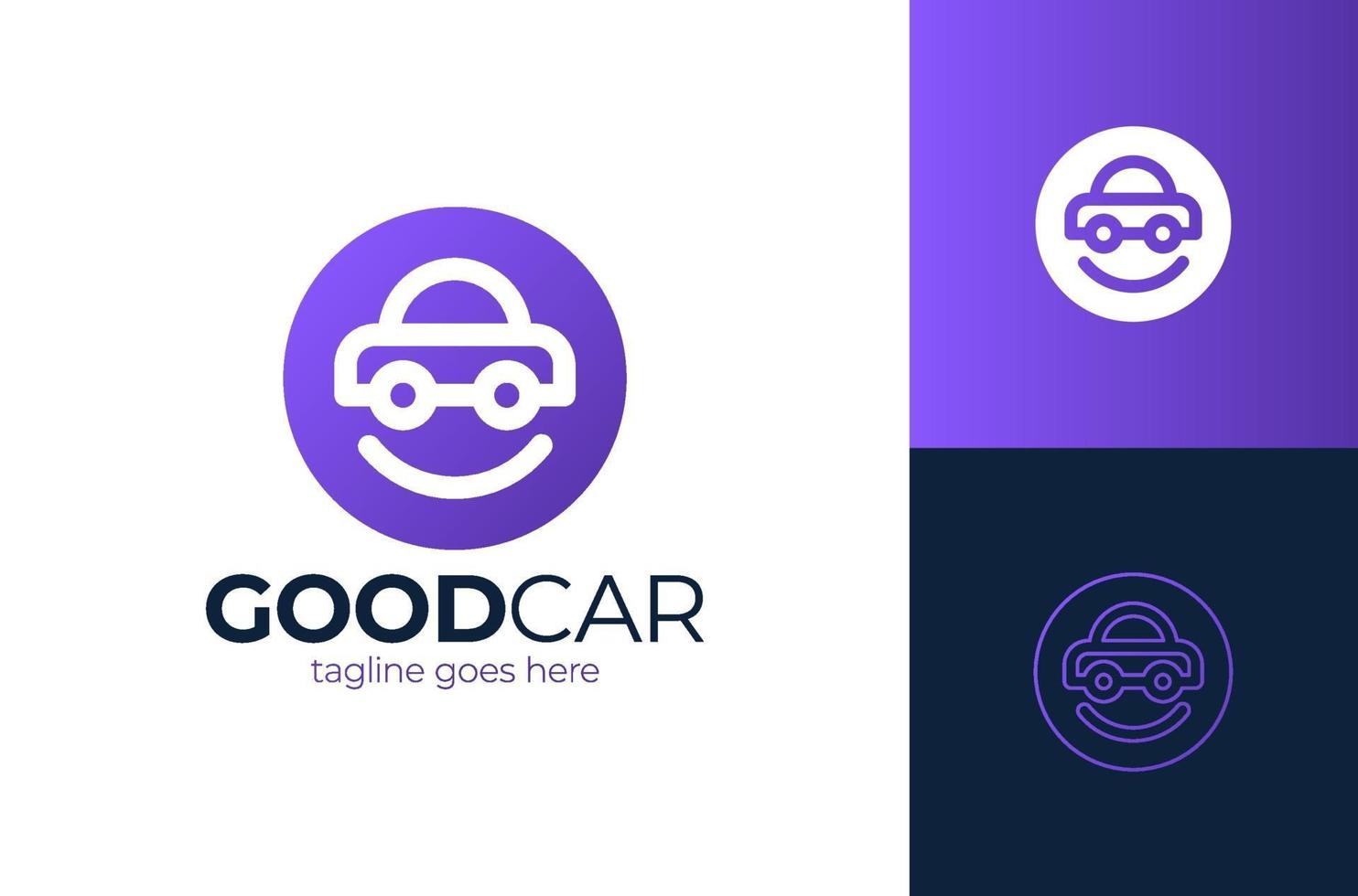 Happy Car Logo Design. Smile car vector logo design template. Car face