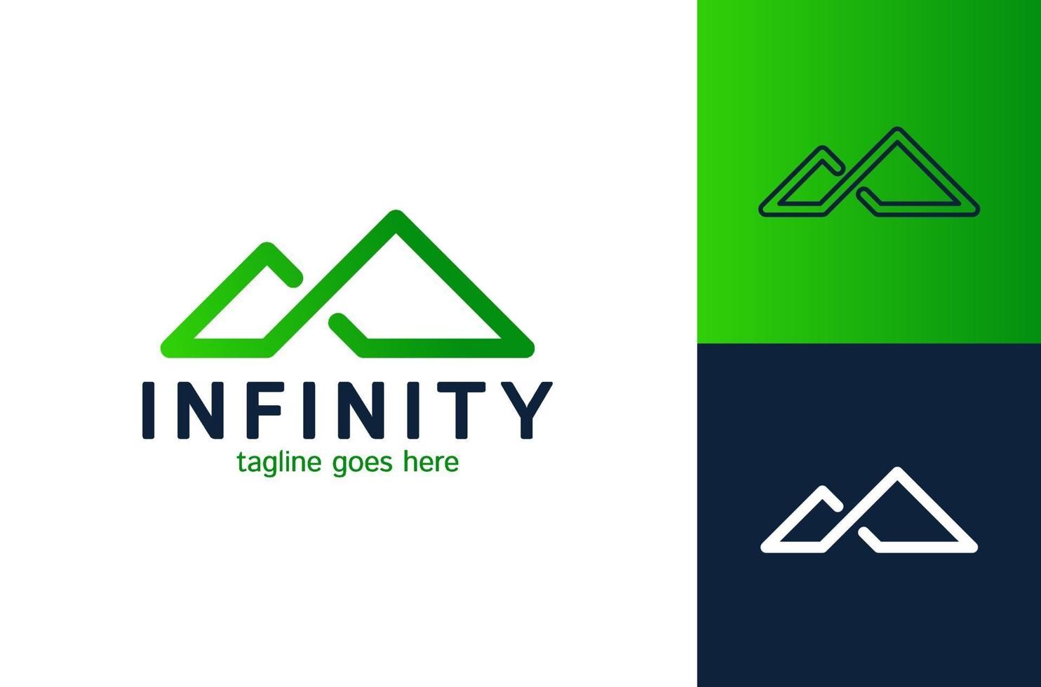 creative and simple mountain and infinity river flow logo design inspiration. vector