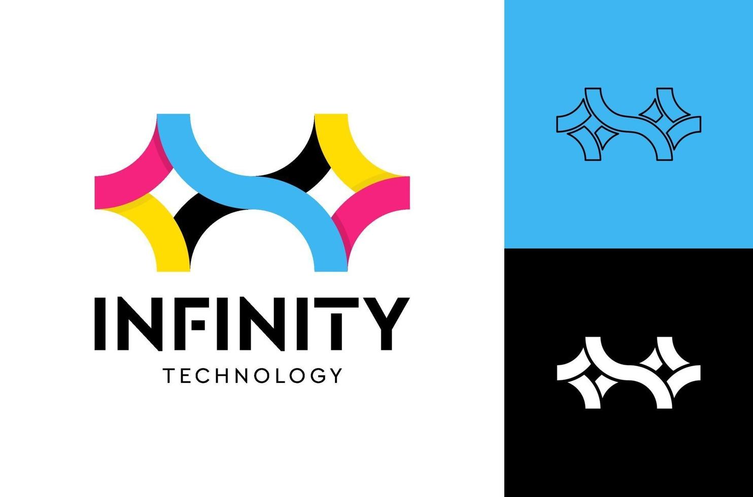 Infinity tech logo vector plantilla, concepto creativo de diseño de logo infinity.