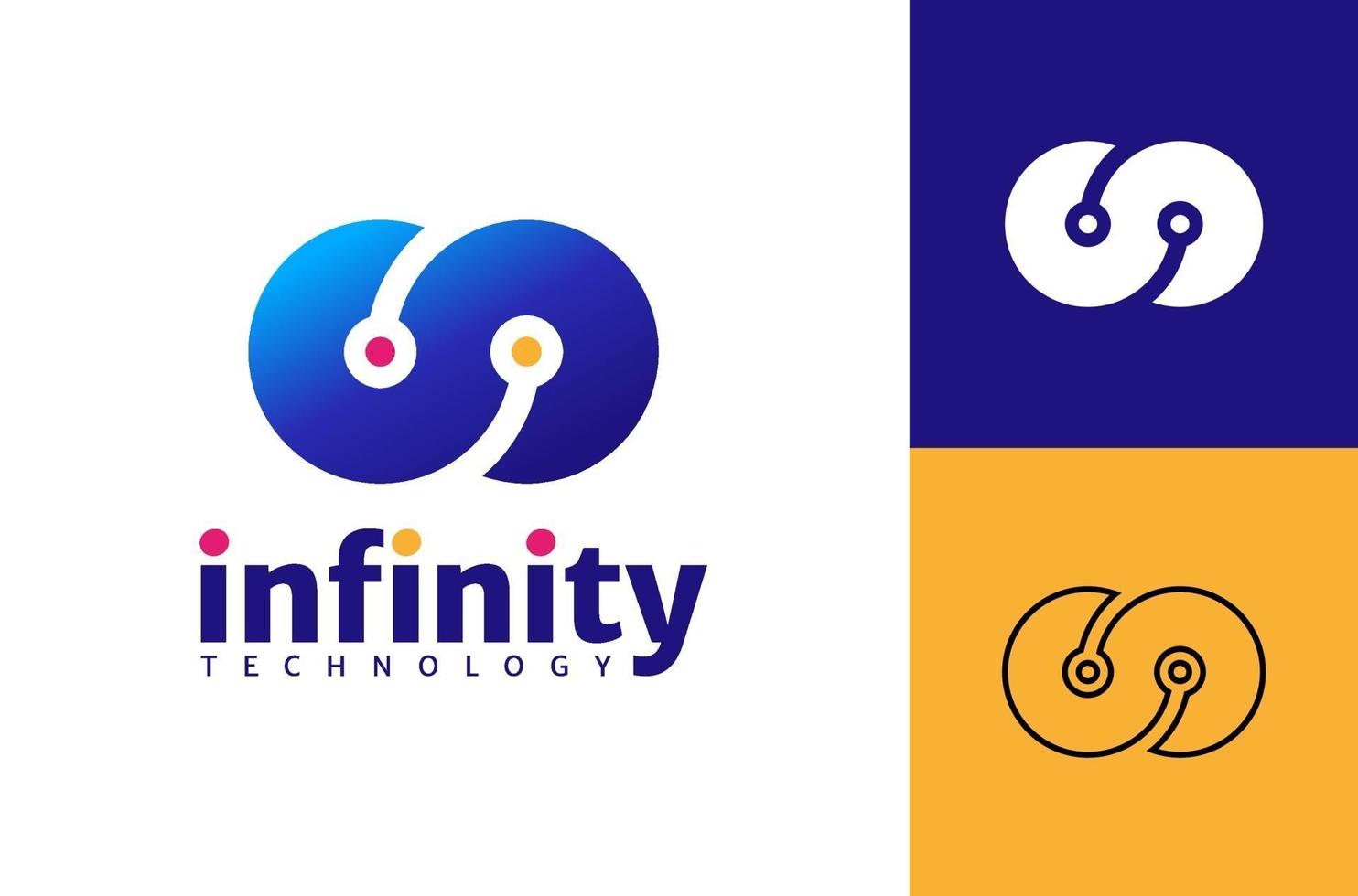 Infinity tech logo vector plantilla, concepto creativo de diseño de logo infinity.