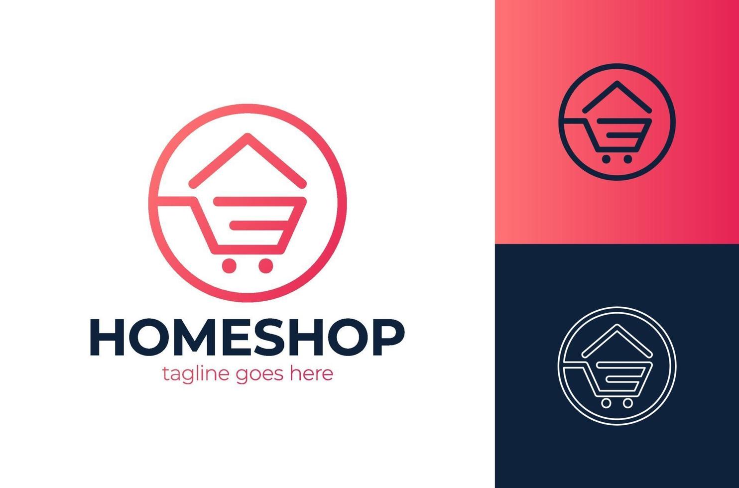 Simple creative home house shop store trolley sell buy logo vector icon template