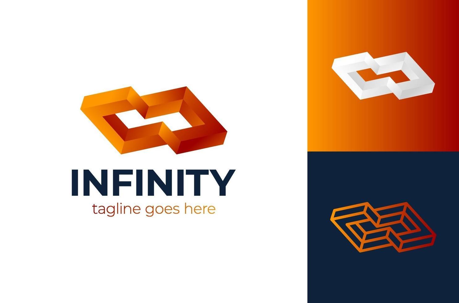 Abstract box cube infinity logo icon template. blockchain and technology vector