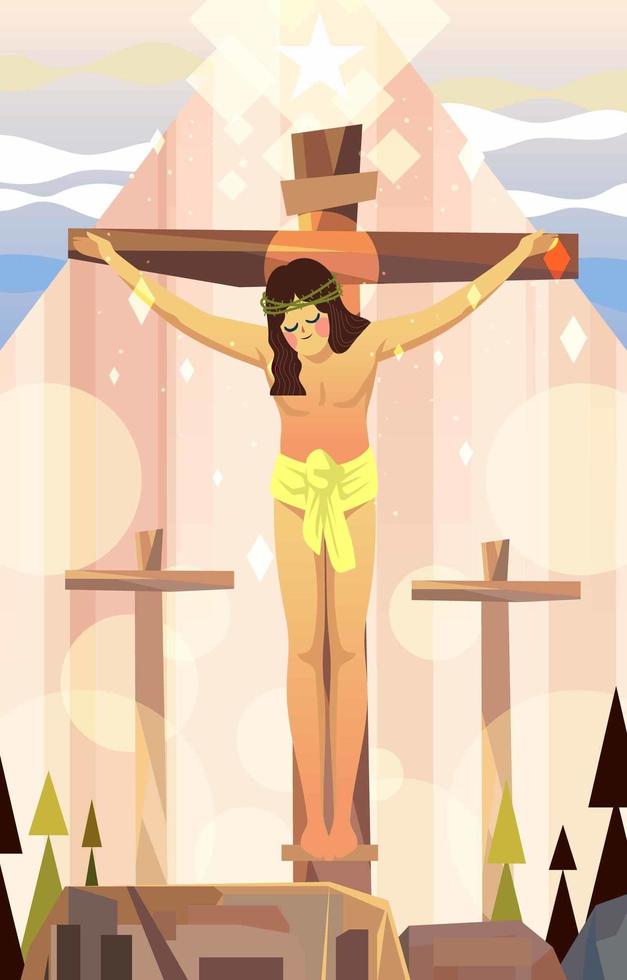 jesucristo en la cruz vector