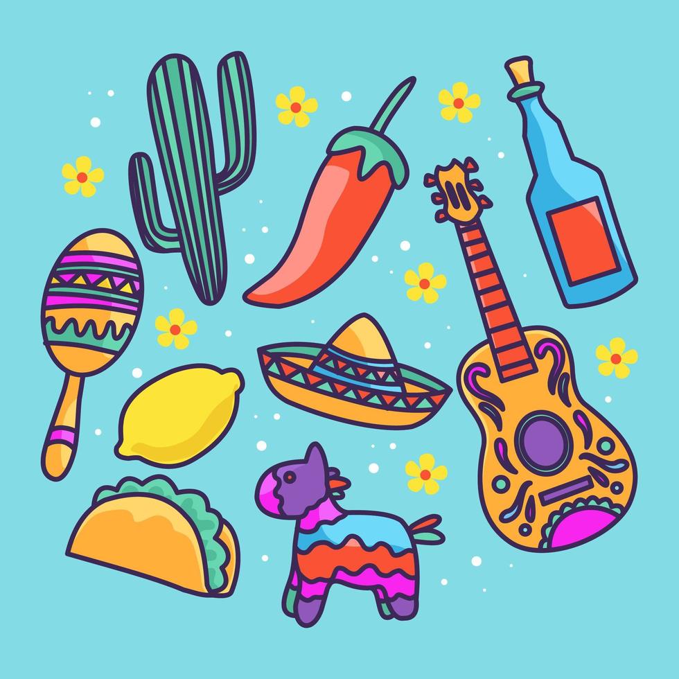 Icon Collection of Cinco De Mayo vector