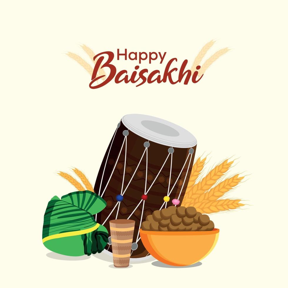 Vaisakhi greeting card and background vector