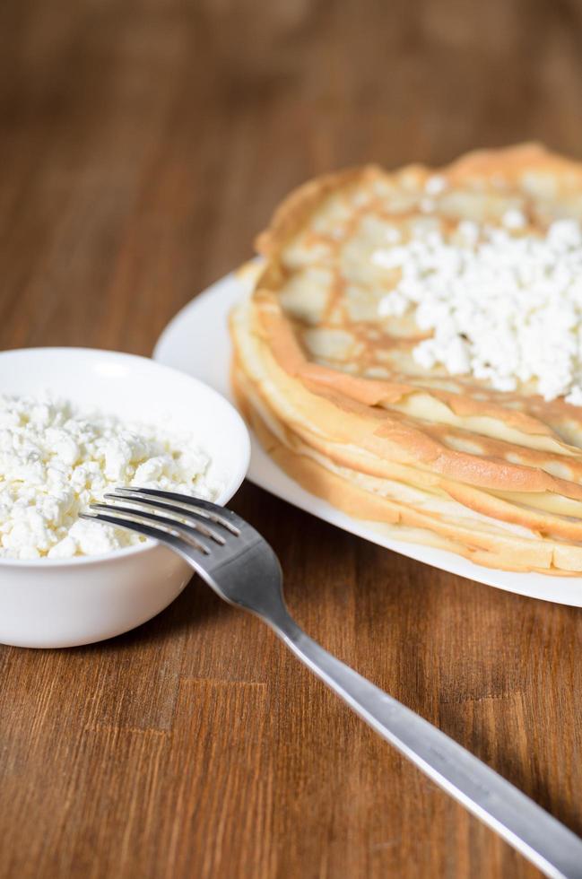 Homemade pancakes on the plate photo