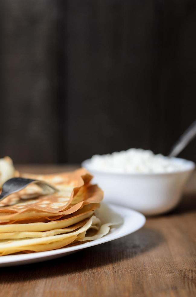 Homemade pancakes on the plate photo