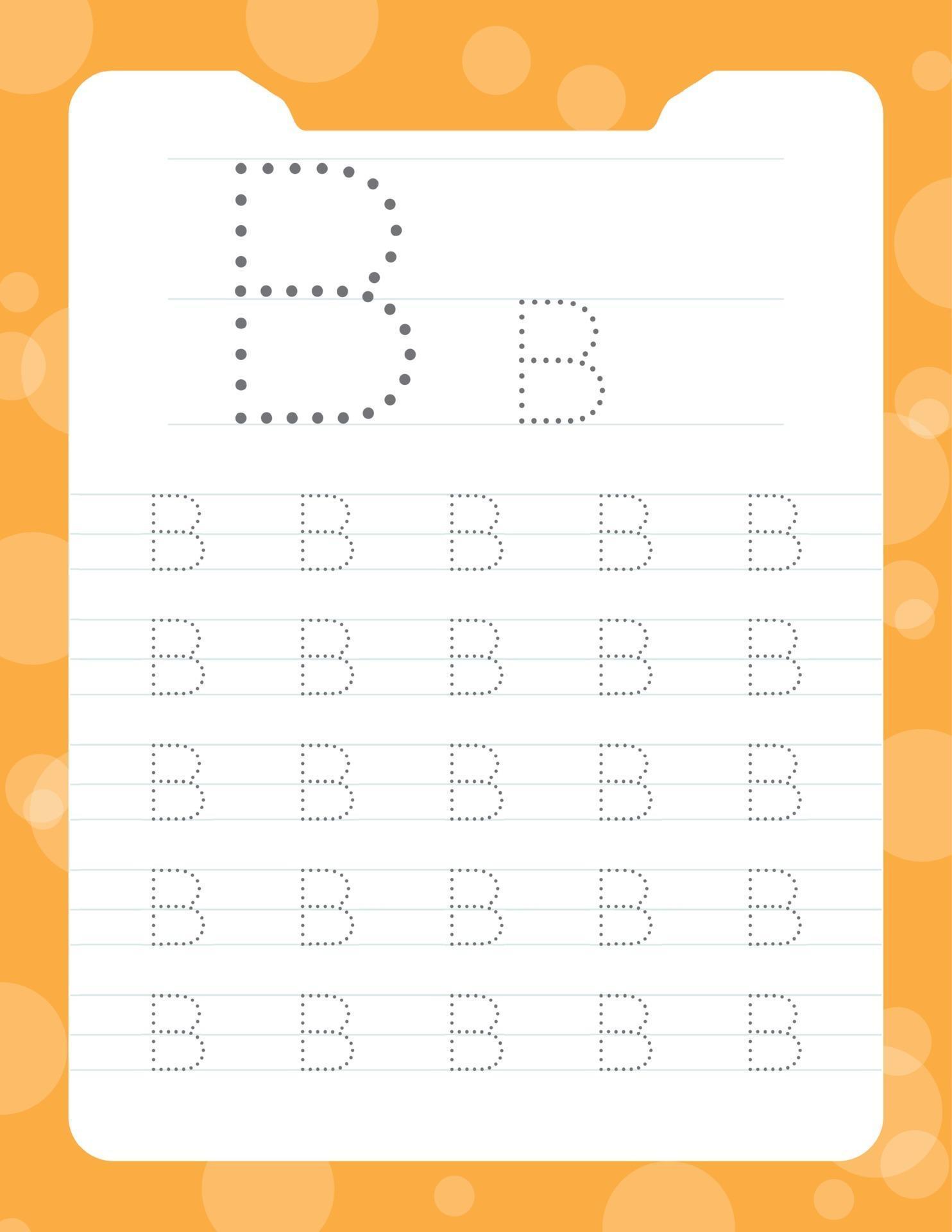 letter b tracing alphabet worksheets 2153442 vector art at vecteezy