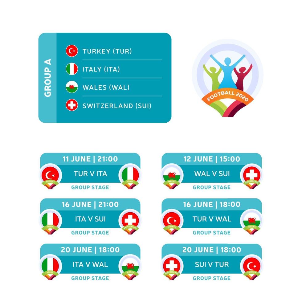 football 2020 group a matches vector