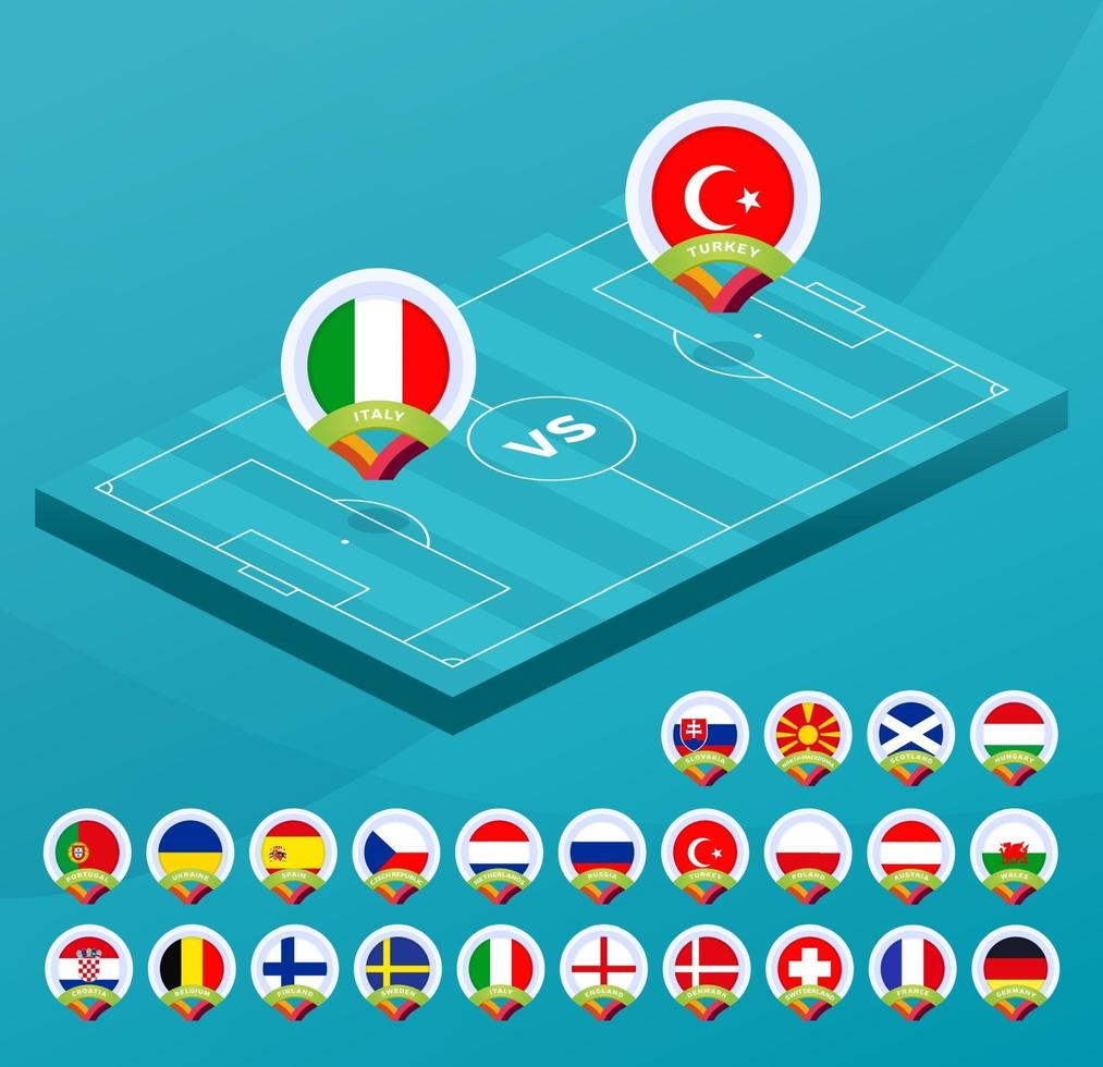 italia vs turquía fútbol vector