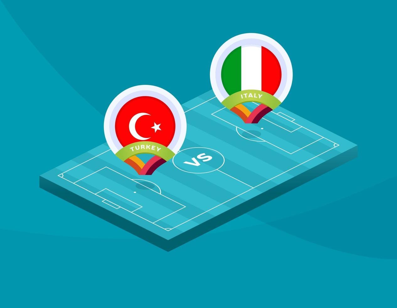 fútbol turquía vs italia vector