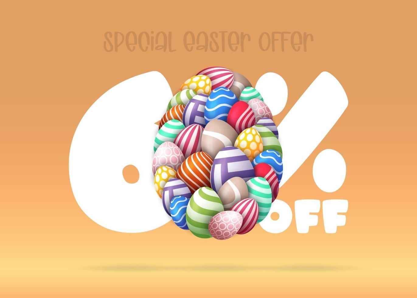 60 por ciento de descuento en venta banner de pascua vector