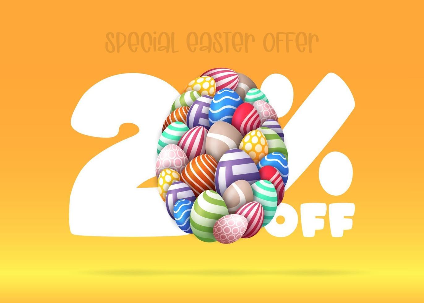 20 por ciento de descuento en venta banner de pascua vector