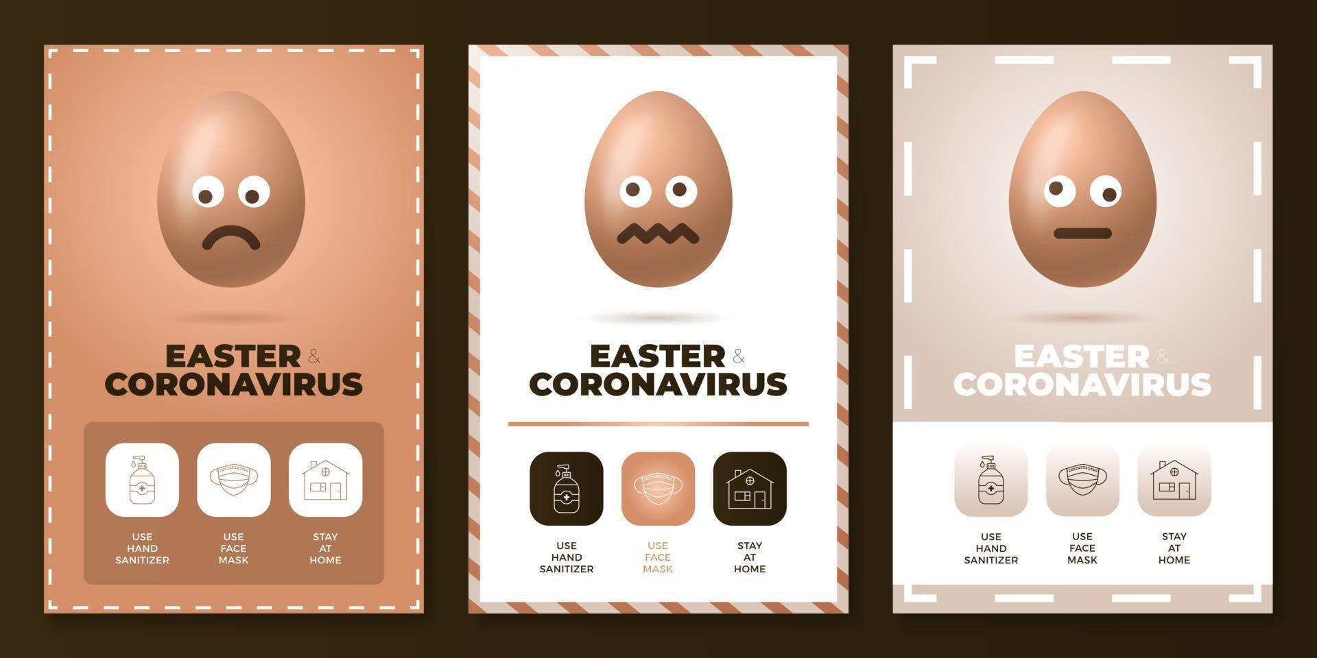 Easter during coronavirus pandemic poster set vector