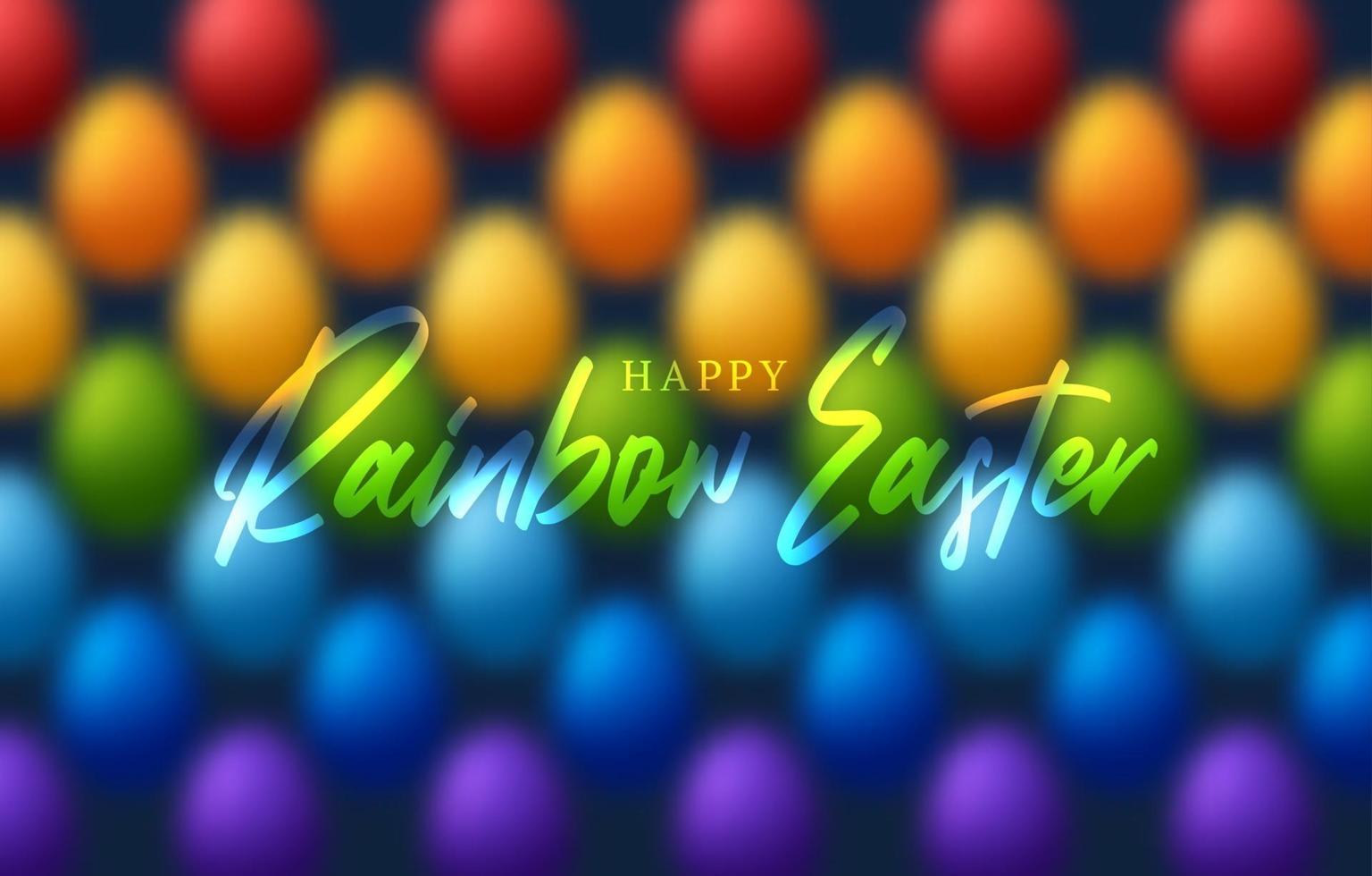 Fondo de vector de patrón de huevo de arco iris de Pascua feliz. fondo colorido simple con huevos de pascua
