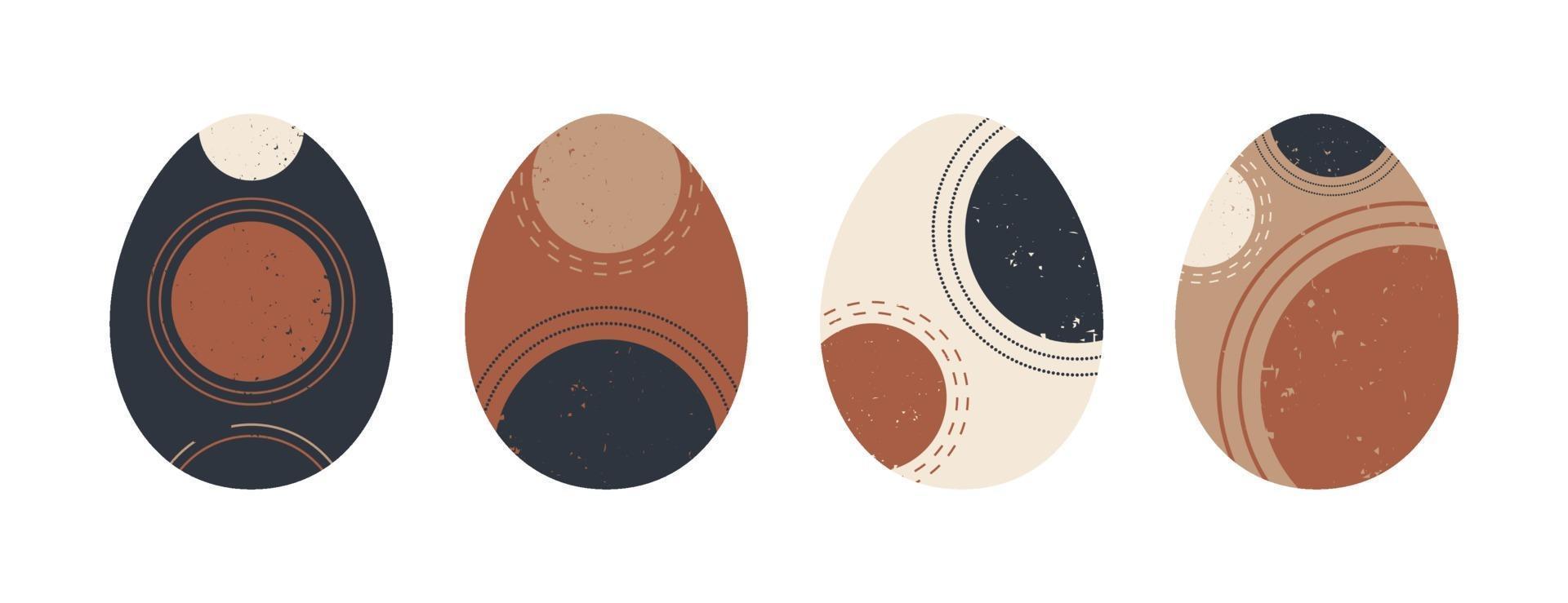 Set of minimalistic geometric easter egg with geometric shape elements. Modern boho contemporary creative trendy abstract templates vector illustration.