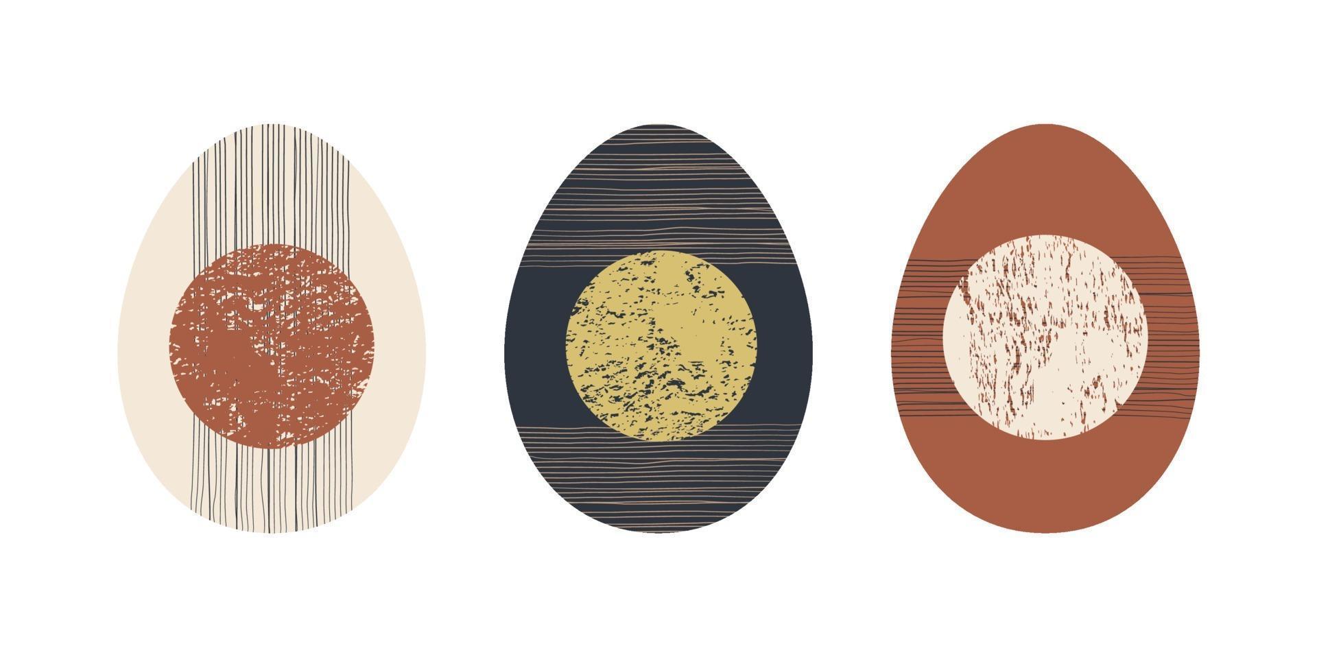 Set of minimalistic geometric easter egg with geometric shape elements. Modern boho contemporary creative trendy abstract templates vector illustration.